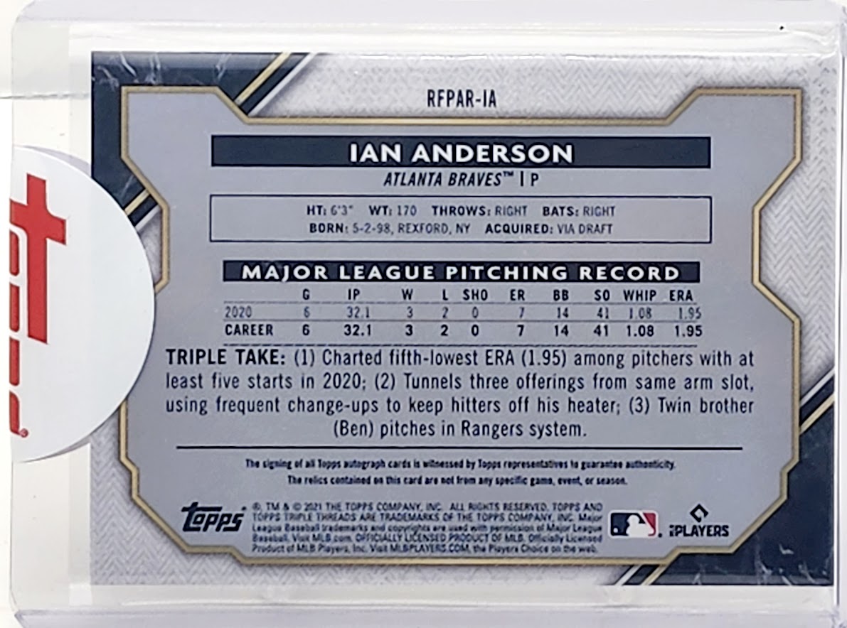 2021 Topps Triple Threads Gold /35 Ian Anderson #RFPAR-IA Rookie Auto RC