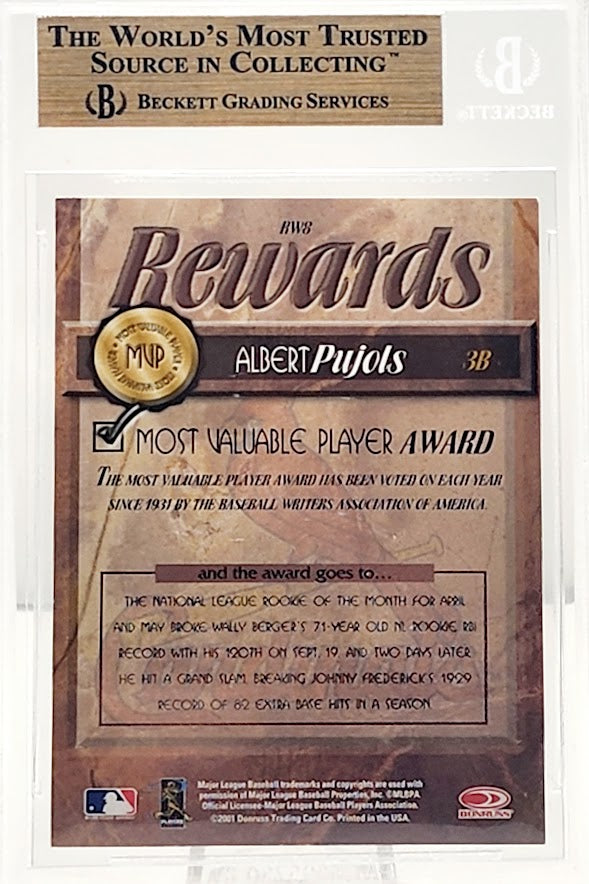 2001 DONRUSS CLASS OF 2001 REWARDS MVP ROOKIE ALBERT PUJOLS RC BGS 9.5 OLD LABEL - walk-of-famesports