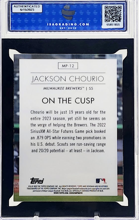 2023 Bowman Chrome Jackson Chourio Modern Prospects #MP-12 Brewers ISA 10 Gem Mint - walk-of-famesports