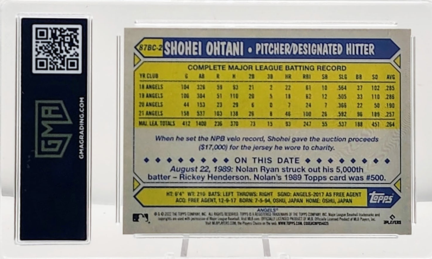2022 Topps Chrome #2 1987 Style Refractor #87BC2 Shohei Ohtani Angels GMA 9 MINT - walk-of-famesports