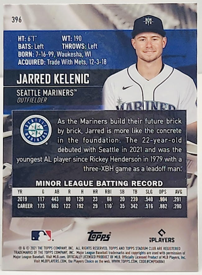 2021 Stadium Club Chrome Jarred Kelenic #396 Rookie RC Refractor 1991 Variation - walk-of-famesports