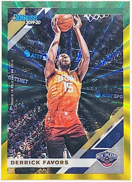 2019-20 Panini Donruss Holo Green and Yellow Laser Derrick Favors #192 - walk-of-famesports
