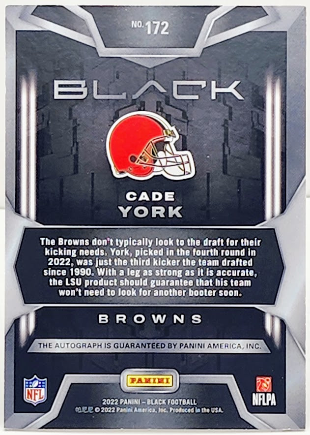Cade York 2022 Panini Black Football Rookie Autograph #172 Browns /199 - walk-of-famesports