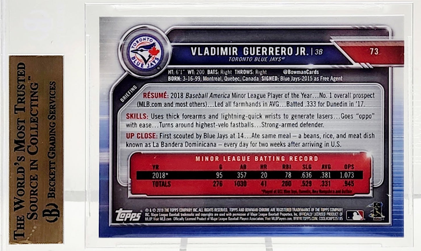 2019 Bowman Chrome Vladimir Guerrero Jr Rookie Card RC #73 BGS 9.5 Blue Jays