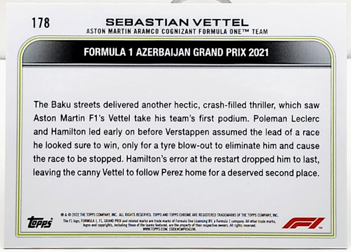 2022 Topps Chrome F1 Formula 1 #178 Sebastian Vettel Checker Flag X-Fractor