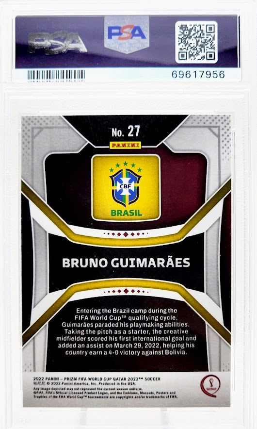2022 Panini World Cup Prizm Bruno Guimaraes RC Brazil #27 PSA 9 Mint