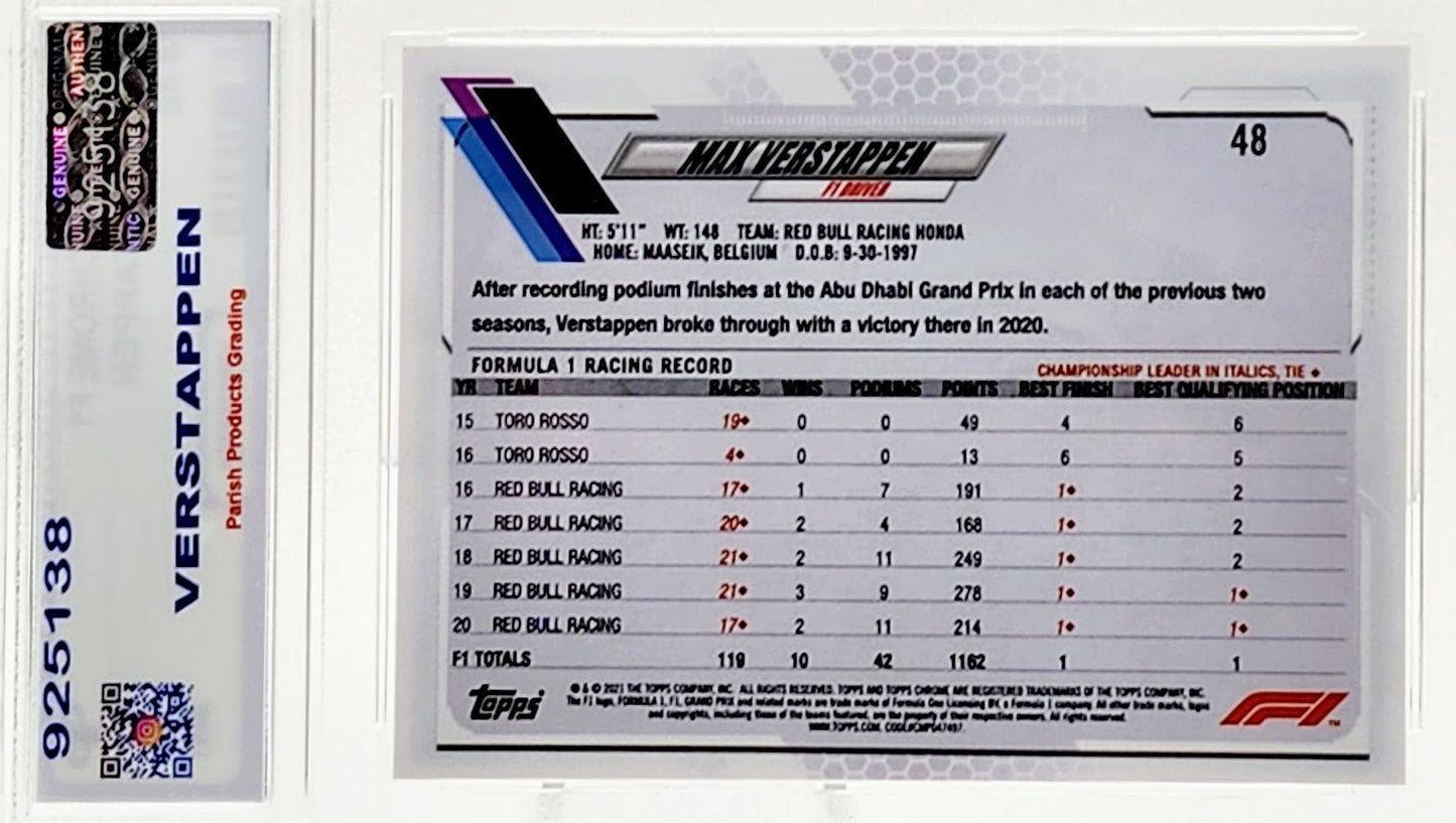 2021 Topps Chrome F1 Max Verstappen Refractor #48 Parish 9 Mint