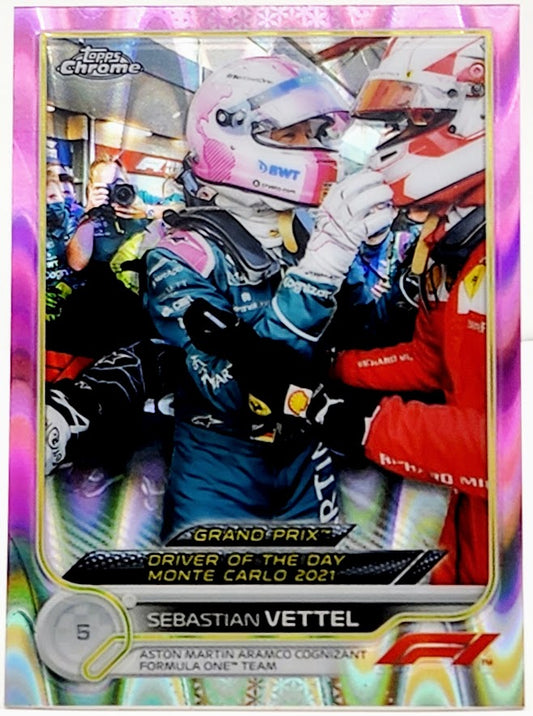 2022 Topps Chrome F1 #177 Pink Raywave Grand Prix Monte Carlo SEBASTIAN VETTEL /75