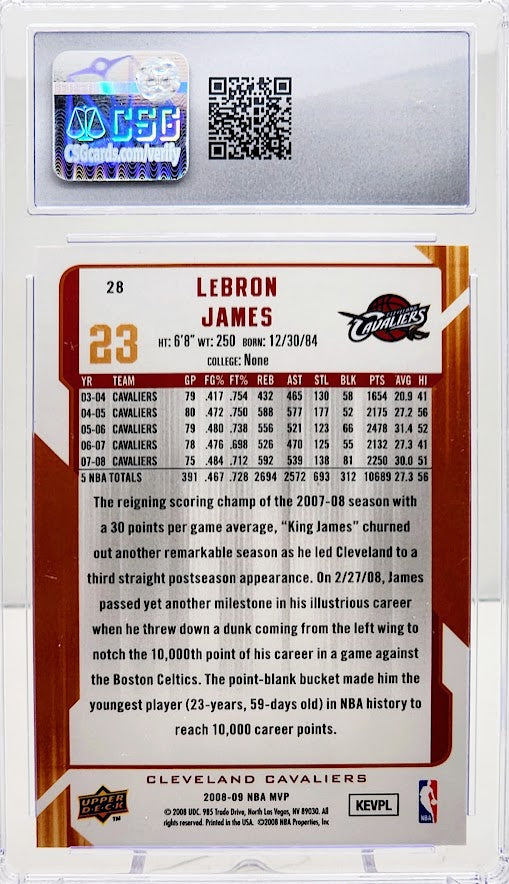 2008-09 Upper Deck MVP Lebron James #28 CSG 9 Mint
