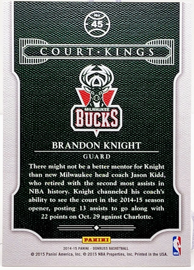 2014-15 Donruss Court Kings Stat Line Career Bucks Card #45 Brandon Knight /53