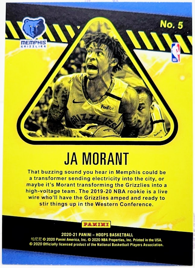 Ja Morant 2020-21 NBA Hoops High Voltage Holo Insert SP Memphis Grizzlies