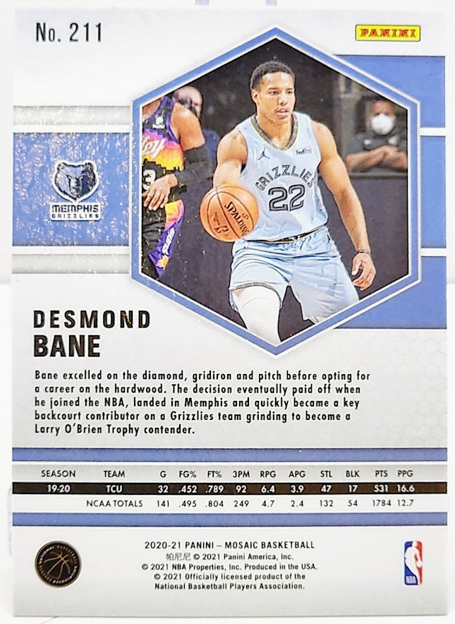 Desmond Bane 2020-21 Panini Mosaic RC A #211 Memphis Grizzlies