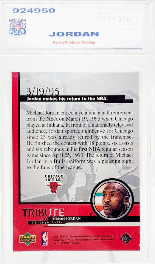 1999 Upper Deck Tribute to Michael Jordan #20 Parish 8 NM-MT