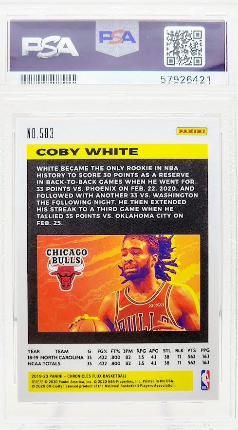 2019-20 Panini Chronicles Flux Coby White #583 PSA 10 GEM