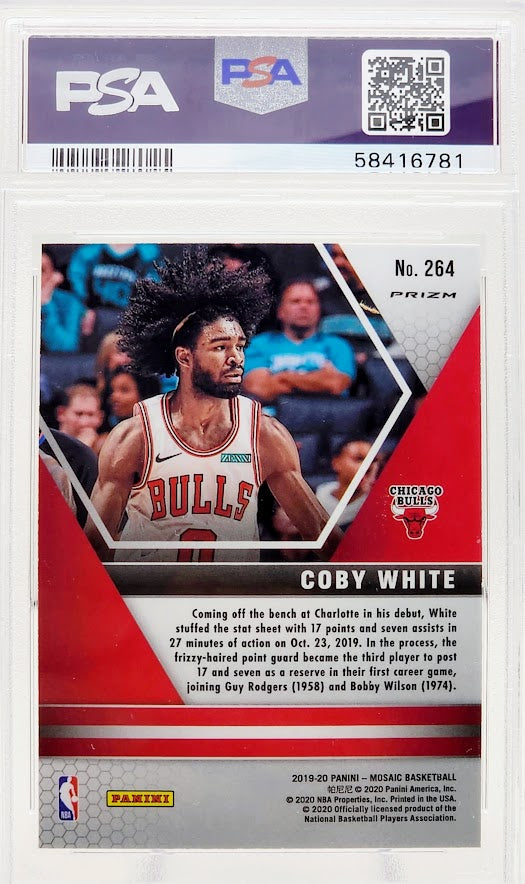 2019-20 Panini Mosaic NBA Debut RED Wave Coby White Rookie RC #264 PSA 10 GEM Mint