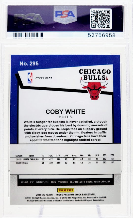 2019 Hoops Premium Stock Pulsar #295 Coby White PSA 10 GEM MINT