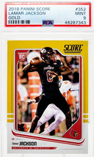 تحميل الصورة إلى عارض المعرض، 2018 Panini Score Lamar Jackson Gold Arizona Cardinals #352 PSA 9 Mint - walk-of-famesports