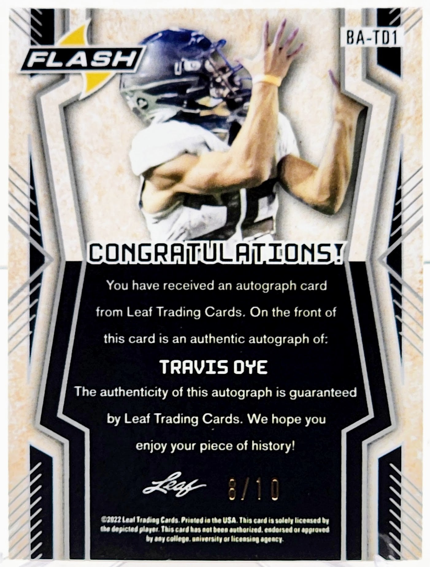 2022 Leaf Flash Travis Dye Pink AUTO Rookie 8/10 #BA-TD1 OREGON DUCKS - walk-of-famesports