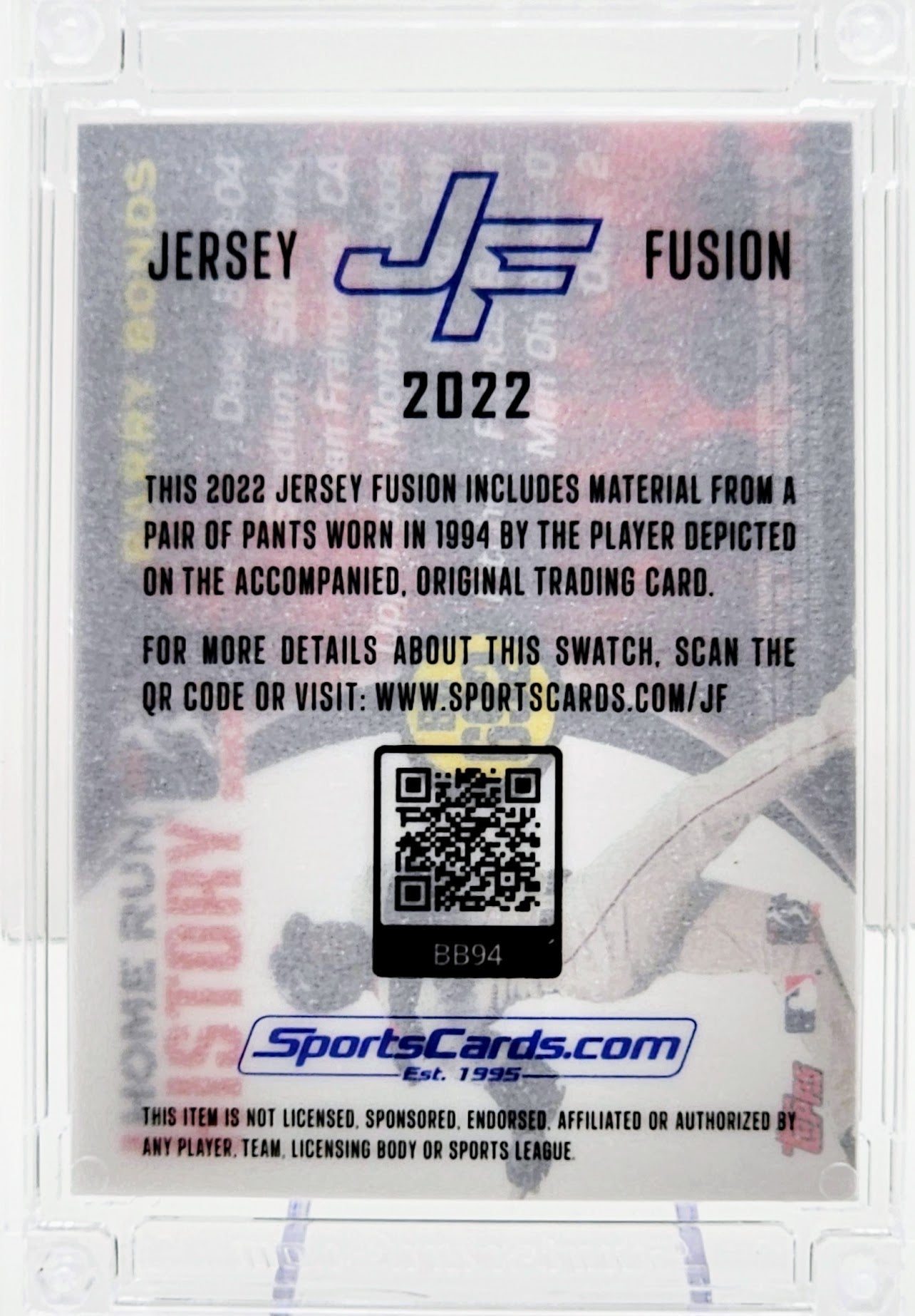 BARRY BONDS HOME RUN HISTORY RARE GAME USED PATCH TOPPS JERSEY FUSION - walk-of-famesports