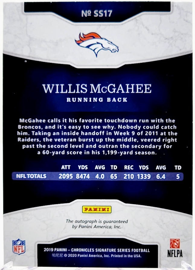 2019 Panini Chronicles Signature Series /75 Willis McGahee #SS17 Auto