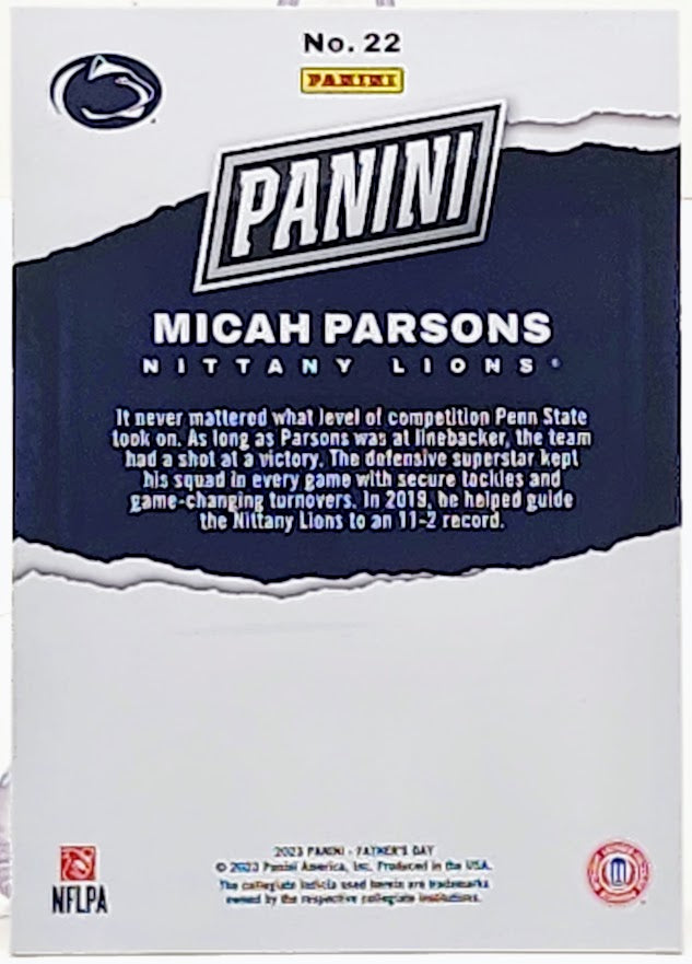 2023 Panini Father's Day Red #22 MICAH PARSONS 70/99 Penn State / Dallas Cowboys
