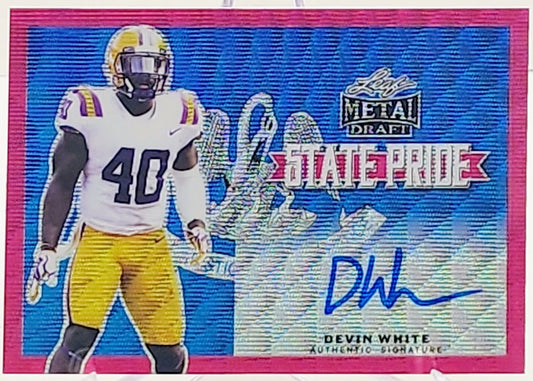 2019 LEAF METAL DRAFT STATE PRIDE PINK SP-DW1 DEVIN WHITE ROOKIE AUTO id#/10