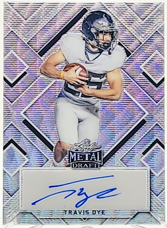 2022 Leaf Metal Draft Travis Dye Silver Autograph Football Card 12/30 BA-TD1