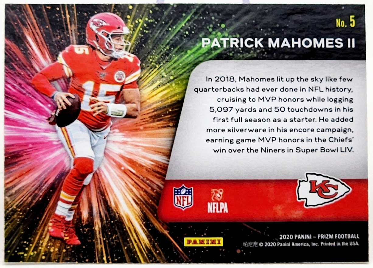 2020 Panini Prizm Fireworks Patrick Mahomes II #5 Chiefs