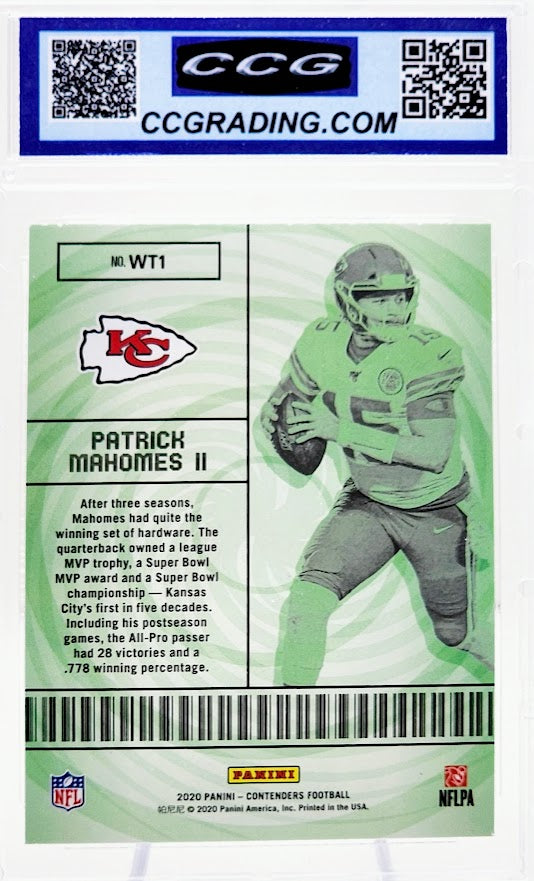 2020 Panini Contenders Optic Winning Ticket Patrick Mahomes II #WT1 Chiefs CGC GEM MINT 10
