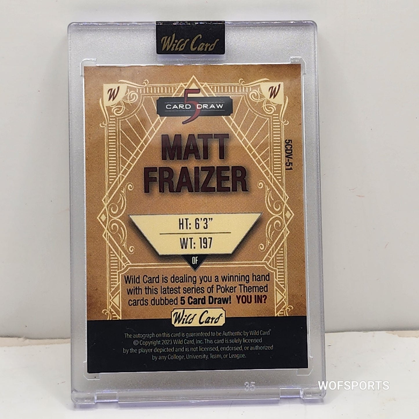 2023 Wild Card 5 Card Draw Auto 1/2 Matt Fraizer #5CDV-51 Pittsburgh Pirates