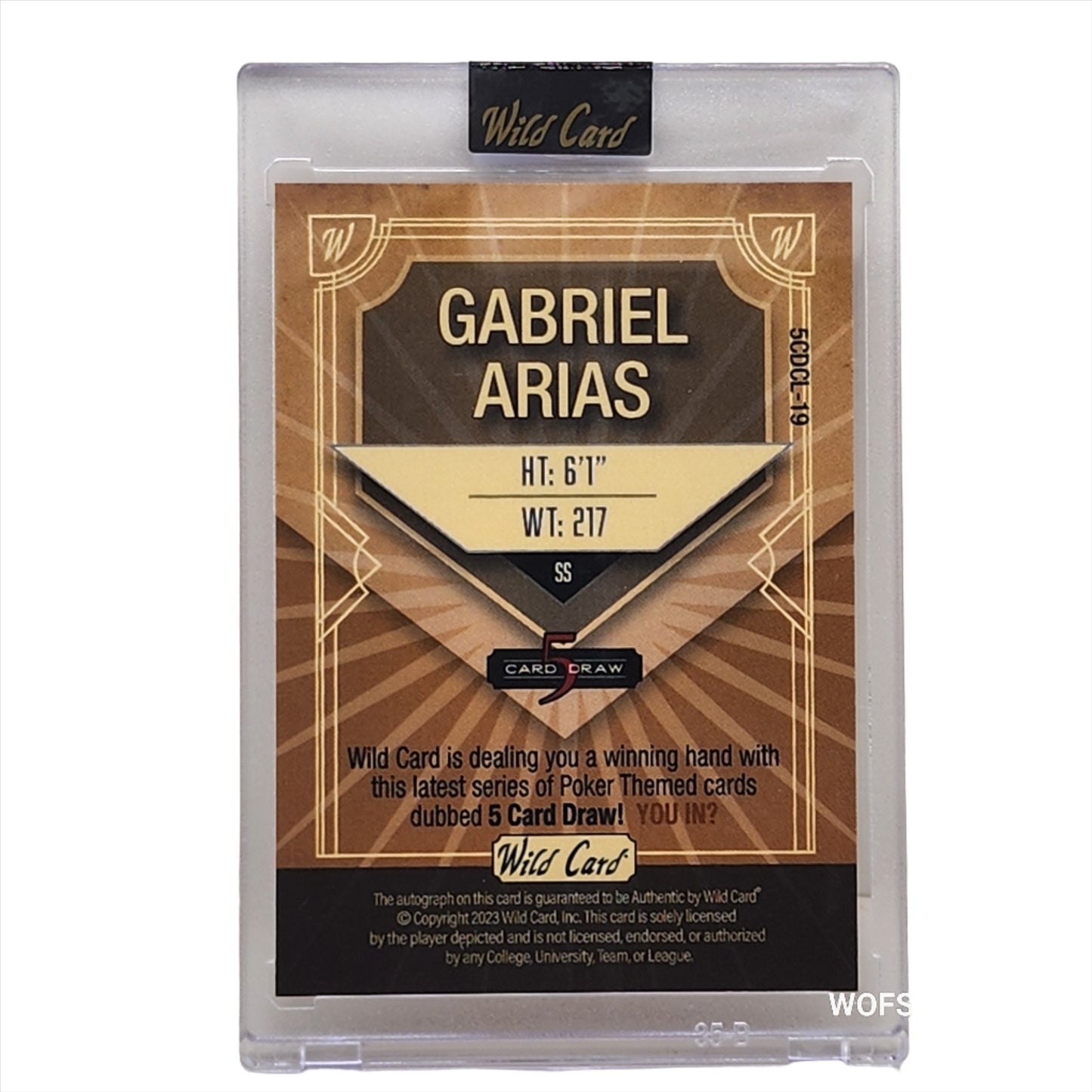 2023 Wild Card 5 Card Draw Auto 4/5 Gabriel Arias #5CDCL-19 Guardians