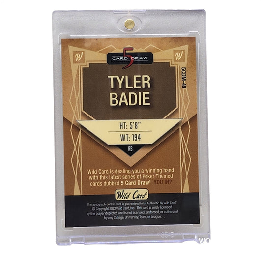 2023 Wild Card 5 Card Draw Auto 5/5 Tyler Badie #5CDM-49
