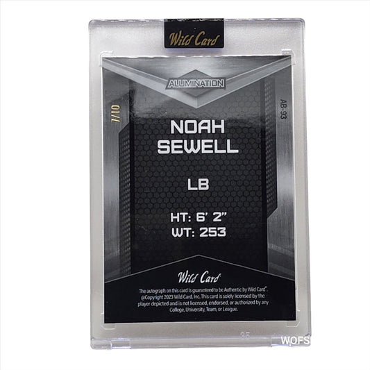 2023 Wild Card Alumination Crystal Holo Pink Auto 7/10 Noah Sewell #AB-93
