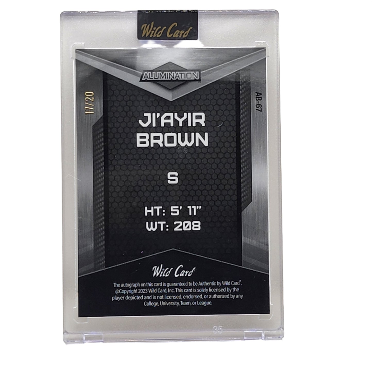2023 Wild Card Alumination Auto Gold Shimmer 17/20 Ji'Ayir Brown #AB-67