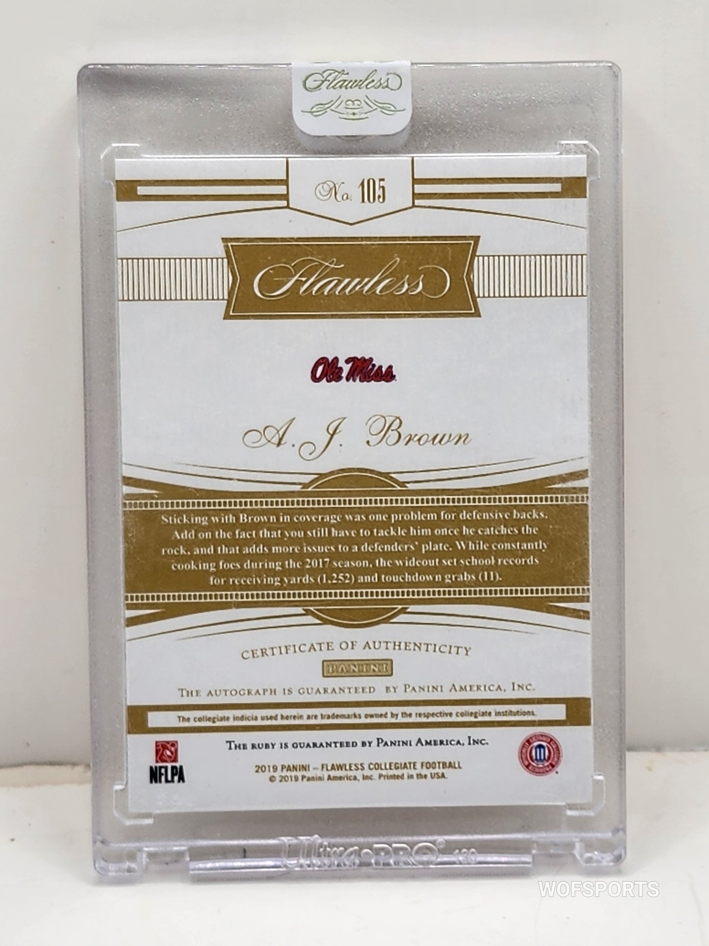 2021 Flawless Collegiate Ruby Diamond Rookie Gem Auto 07/20 A.J. Brown #105