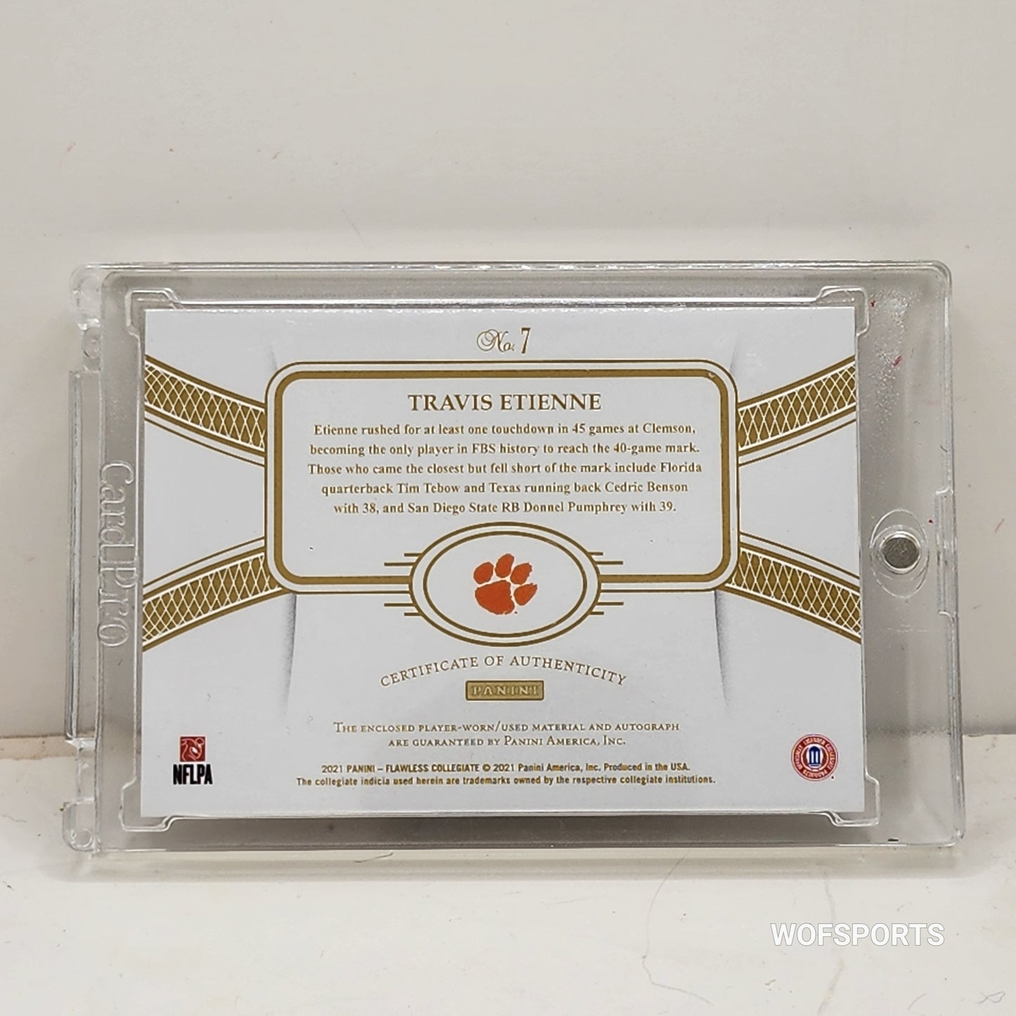 2021 Flawless Collegiate Rookie Auto Patch 05/15 Travis Etienne #7 Clemson Tigers
