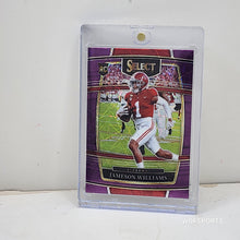 将图片加载到图库查看器,2022 Panini Select Draft Pick Purple Laser Prizm Jameson Williams RC #52 Alabama Crimson Tide