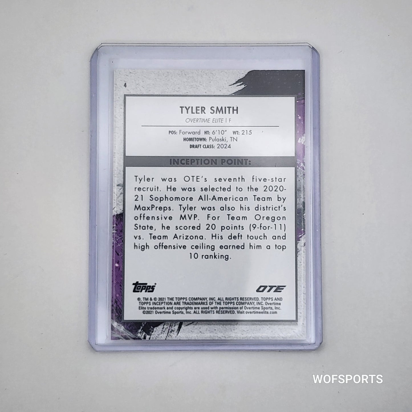 2021 Topps Inception Pink Rookie 33/99 Tyler Smith #4