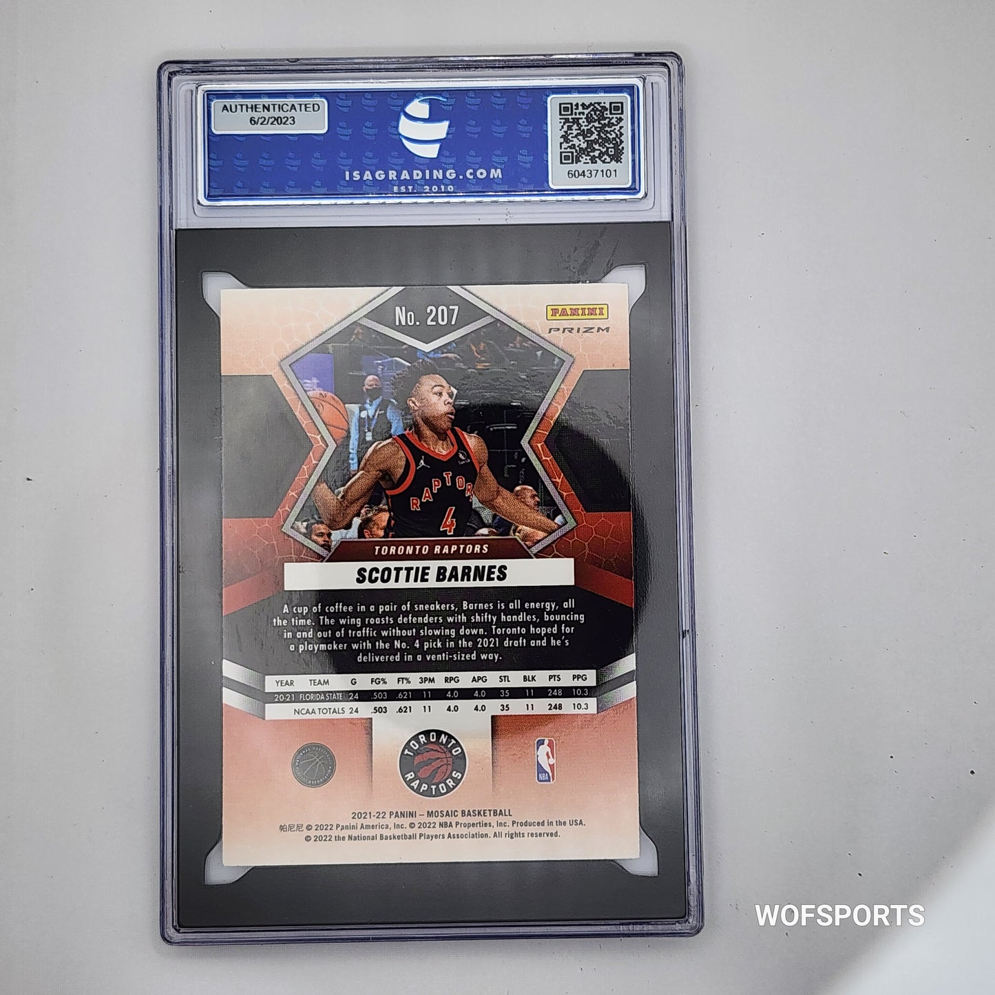 2021 Panini Mosaic Red Mosaic Scottie Barnes #207 ISA 10 Gem Mint