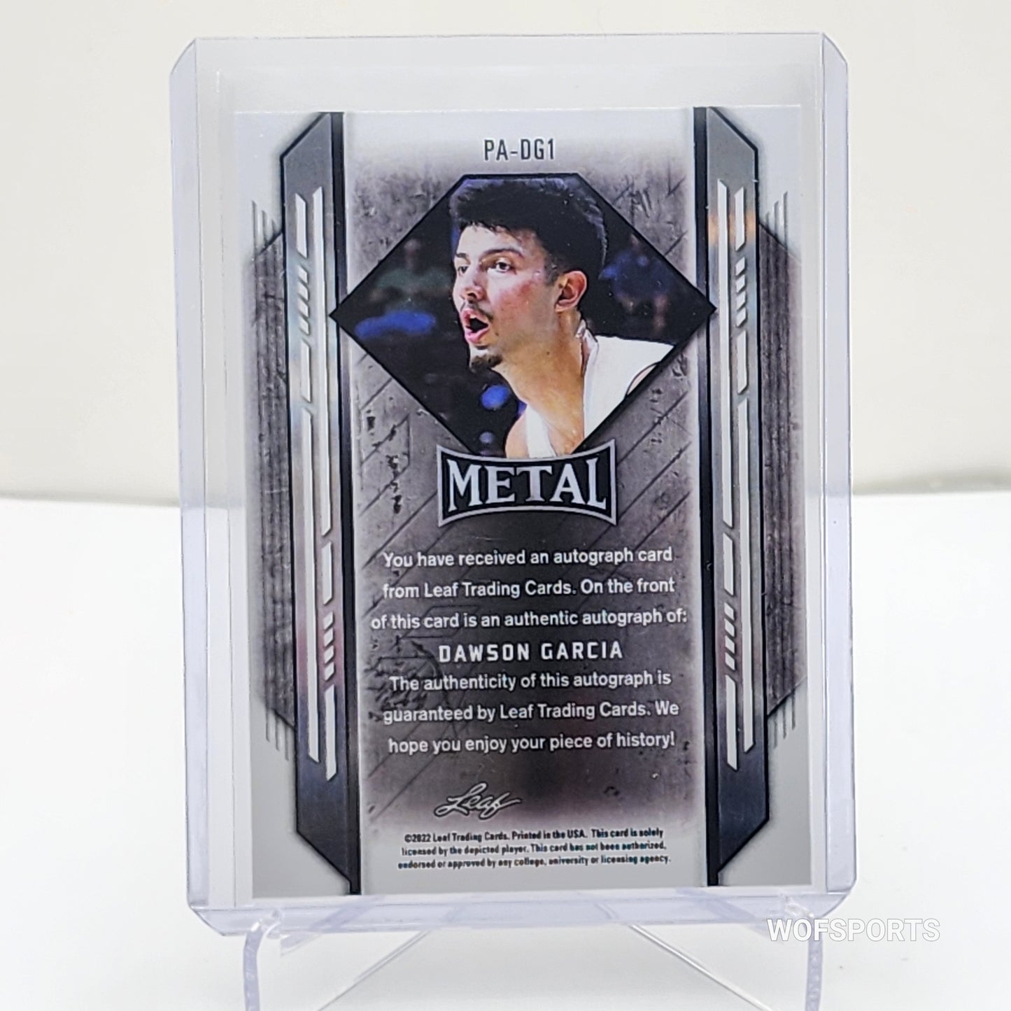 2021-22 Leaf Metal Portrait Auto Silver Wave Dawson Garcia Pa-dg1