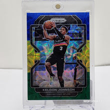 تحميل الصورة إلى عارض المعرض، 2021-22 Panini Prizm Choice Blue Yellow & Green Prizm Keldon Johnson #210 San Antonio Spurs