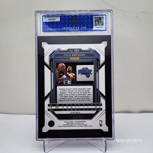 2022-23 Panini Prizm Red Prizm Cole Anthony #180 ISA 10 Gem Mint
