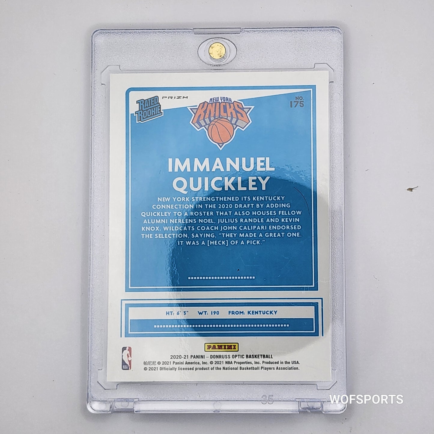 2020-21 Donruss Optic Rated Rookies Wave #175 Immanuel Quickley