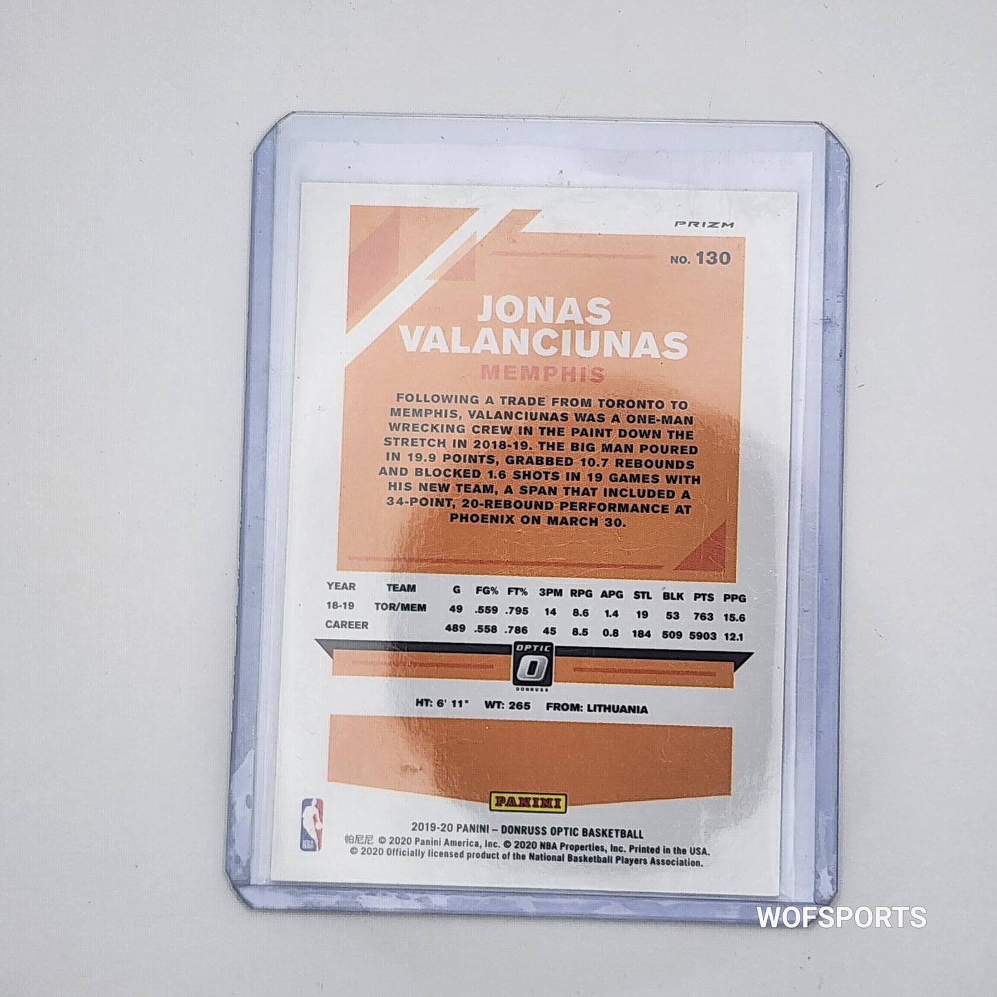 2019-20 Donruss Optic Silver Wave Jonas Valanciunas #130 New Orleans Pelicans