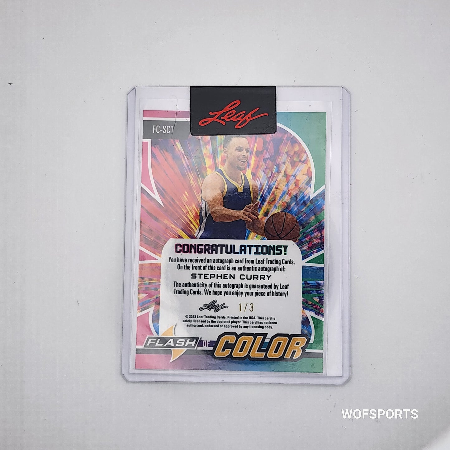 2023 Leaf Flash of Color AUTO 1/3 STEPHEN CURRY #FC-SC1 WARRIORS