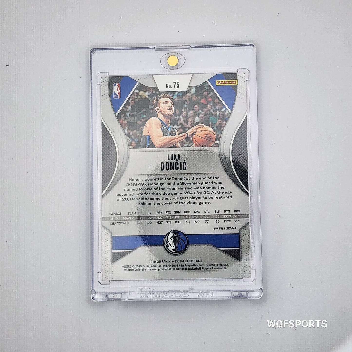 2019-20 Panini Prizm Purple Ice #75 Luka Doncic Dallas Mavericks