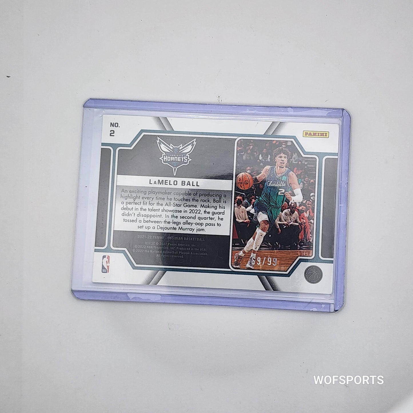 2021-22 Panini Obsidian LAMELO BALL #2 Pitch Black 69/99 Charlotte Hornets