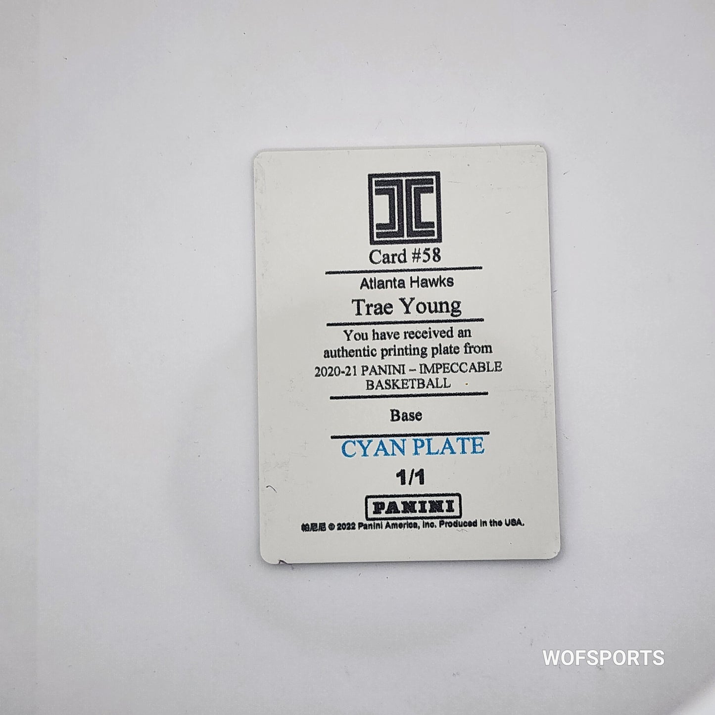2023 Panini America Clan Plate 1/1 Trae Young #58 Atlanta Hawks