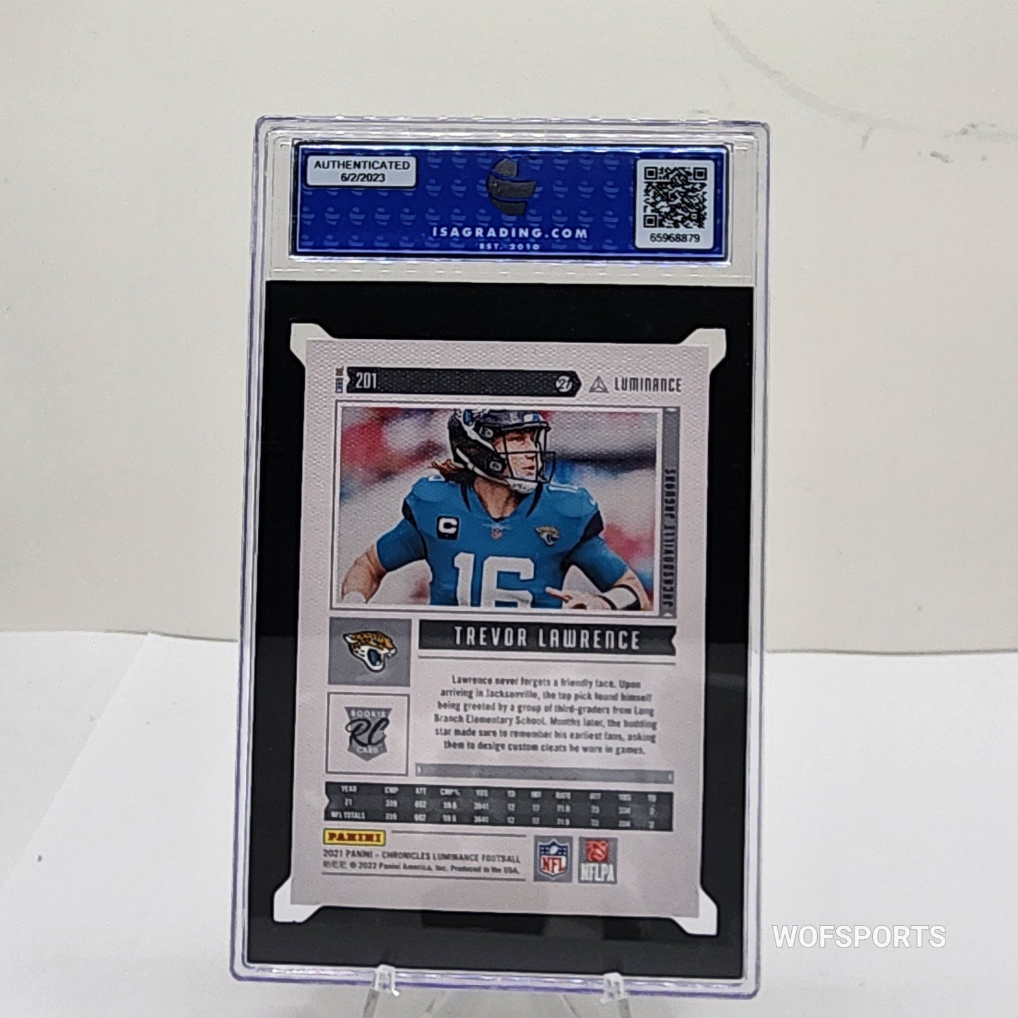 2021 Panini Chronicles Luminance Update Pink Trevor Lawrence Rookie #201 RC ISA 9 Mint