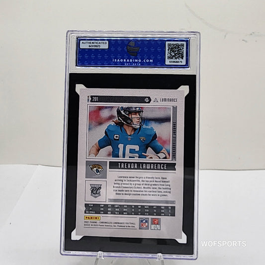 2021 Panini Chronicles Luminance Update Pink Trevor Lawrence Rookie #201 RC ISA 9 Mint